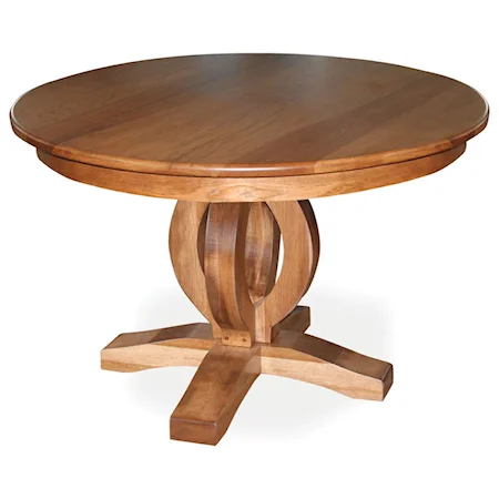 Customizable Solid Wood Single Pedestal Dining Table with Leaf Options